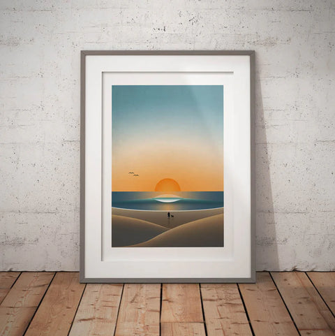 Surf Prints - A Frame Sunset - Single Fin Co. Surf Print Single Fin Co. A3 - Print Only  