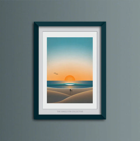 Surf Prints - A Frame Sunset - Single Fin Co. Surf Print Single Fin Co.   