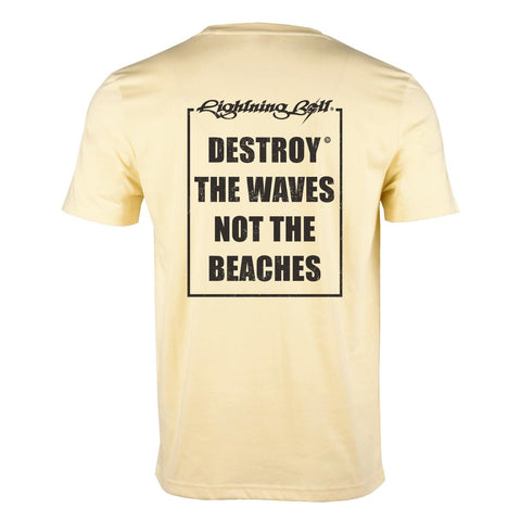 Destroy the waves, not the beaches T-Shirt - Lightning Bolt Surf Co T-Shirt Lightning Bolt Small Yellow 