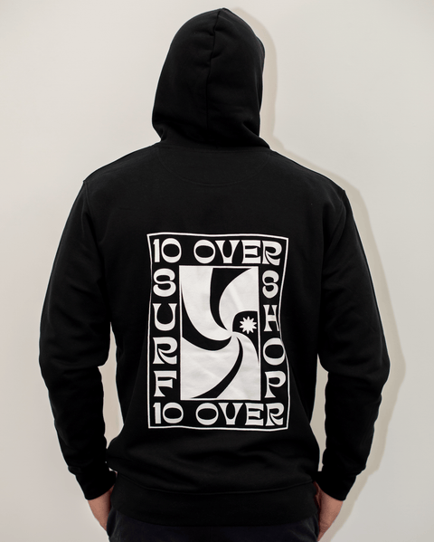 The Swirl Hoodie Unisex - 10 Over Surf - Black Hoodie 10 Over Surf Shop Extra Small  