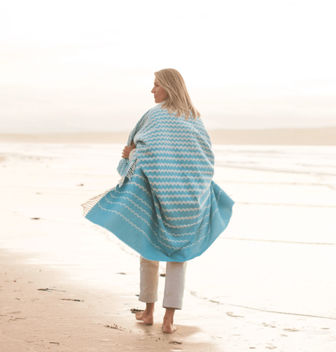 Blue Swell Recycled Wool Blanket - Atlantic Blankets Blankets Atlantic Blankets   