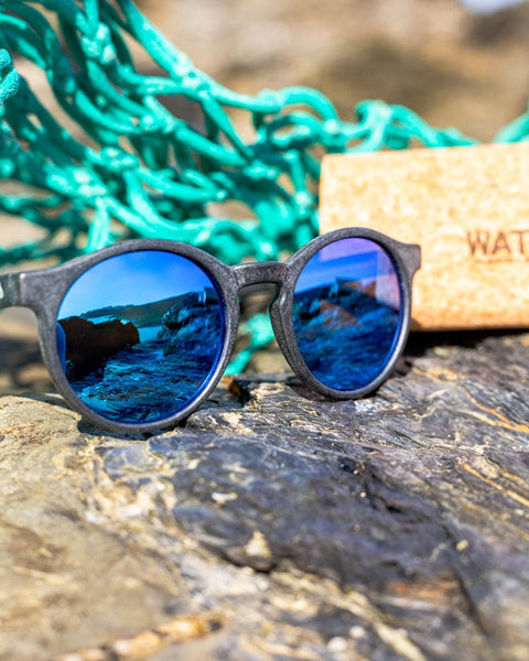 Waterhaul Sunglasses - Harlyn Slate Blue Mirror - Mineral Glass Sunglasses Waterhaul