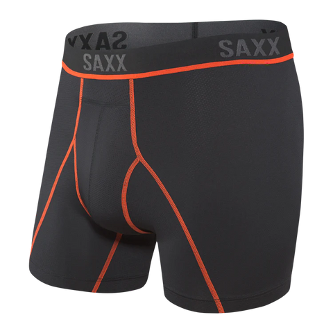 Saxx Underwear - Kinetic Light-Compression Mesh Boxer Boxers Saxx 29" - 32" Waist (Small) Black/Vermillion 