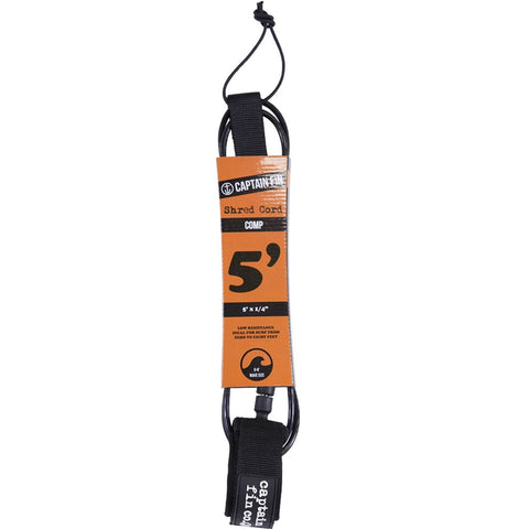 Captain Fin Co - Shred Cord - 5' Comp - Black Surf Leashes Satorial Supplies