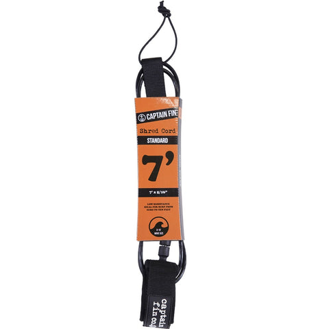 Captain Fin Co - Shred Cord - 7' Standard - Black Surf Leashes Satorial Supplies
