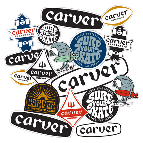 Carver Skateboards - 16x Sticker Pack Skateboarding Satorial Supplies
