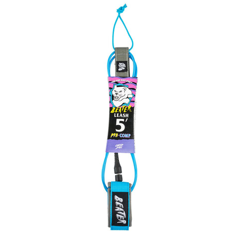 Catch Surf - Beater 5' Pro Comp Leash - Light Blue & Grey Surfboard Leashes Satorial Supplies