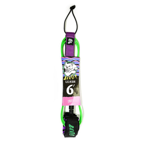 Catch Surf - Beater 6' Leash - Green & Purple Surfboard Leashes Satorial Supplies