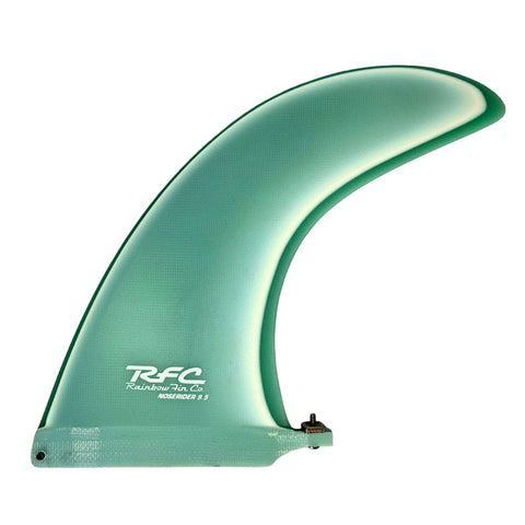 Green surf fin with 'TRFC' branding on a white background