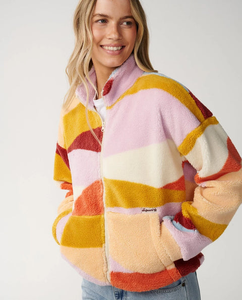 Retro Swell Standard Zip Through Polar Fleece - Rip Curl Sweatshirt Rip Curl Extra extra small Multicolor
