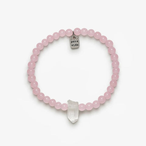 Rose Quartz Intention Stretch Bracelet - Pura Vida Bracelet Pura Vida   