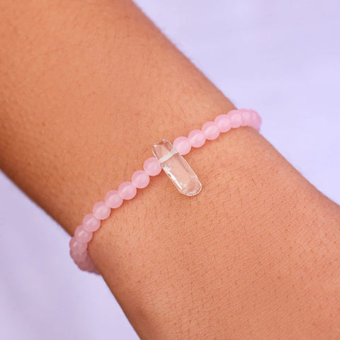 Rose Quartz Intention Stretch Bracelet - Pura Vida Bracelet Pura Vida   