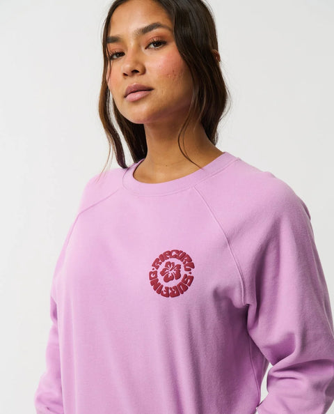 Surf Puff Raglan Relaxed Fleece - Rip Curl Sweatshirt Rip Curl Extra extra small Bright Lilac