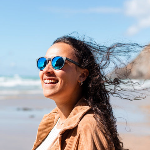 Waterhaul Sunglasses - Harlyn Slate Blue Mirror - Mineral Glass Sunglasses Waterhaul
