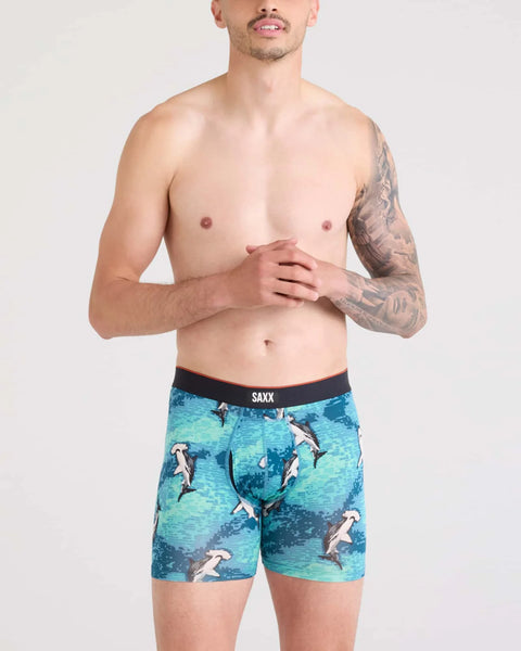 Saxx Underwear - Multi-Sport Performance Boxer - Hammerhead Camo-Aqua Boxers Saxx