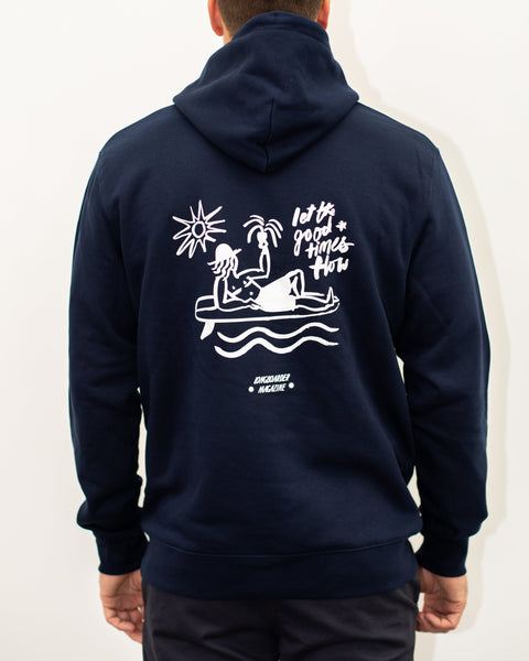 Good Times Longboarder Magazine Unisex Hoodie Navy Hoodie Longboarder Magazine Extra Small  