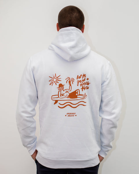 Good Times Longboarder Magazine Unisex Hoodie White Hoodie Longboarder Magazine   