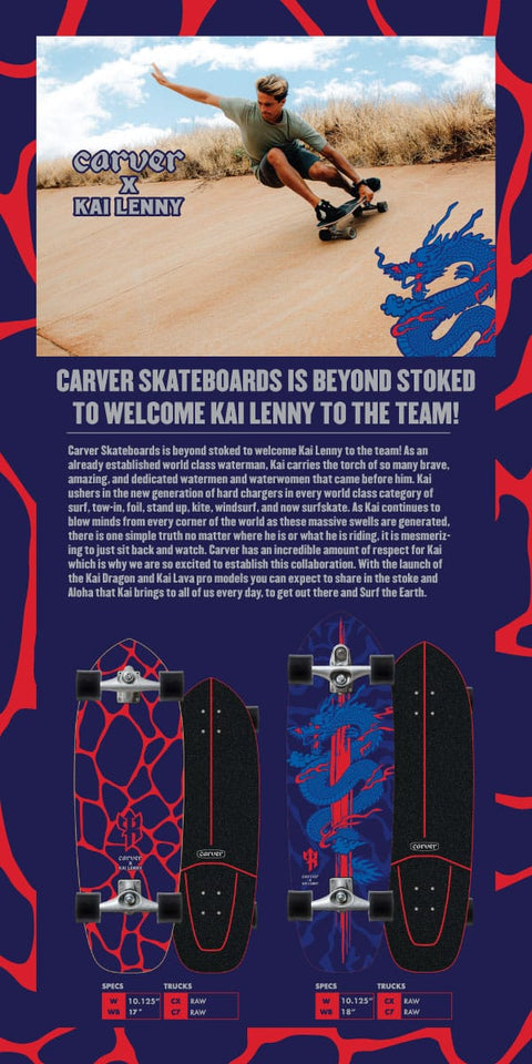 31" Kai Lenny Lava - C7 Complete Surf Skateboard - Carver Surf Skateboards Carver Skateboards   
