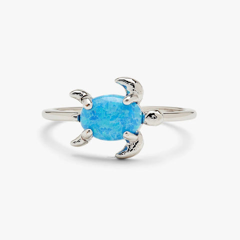 Pura Vida - Opal Sea Turtle Ring Ring Pura Vida 6 Silver 